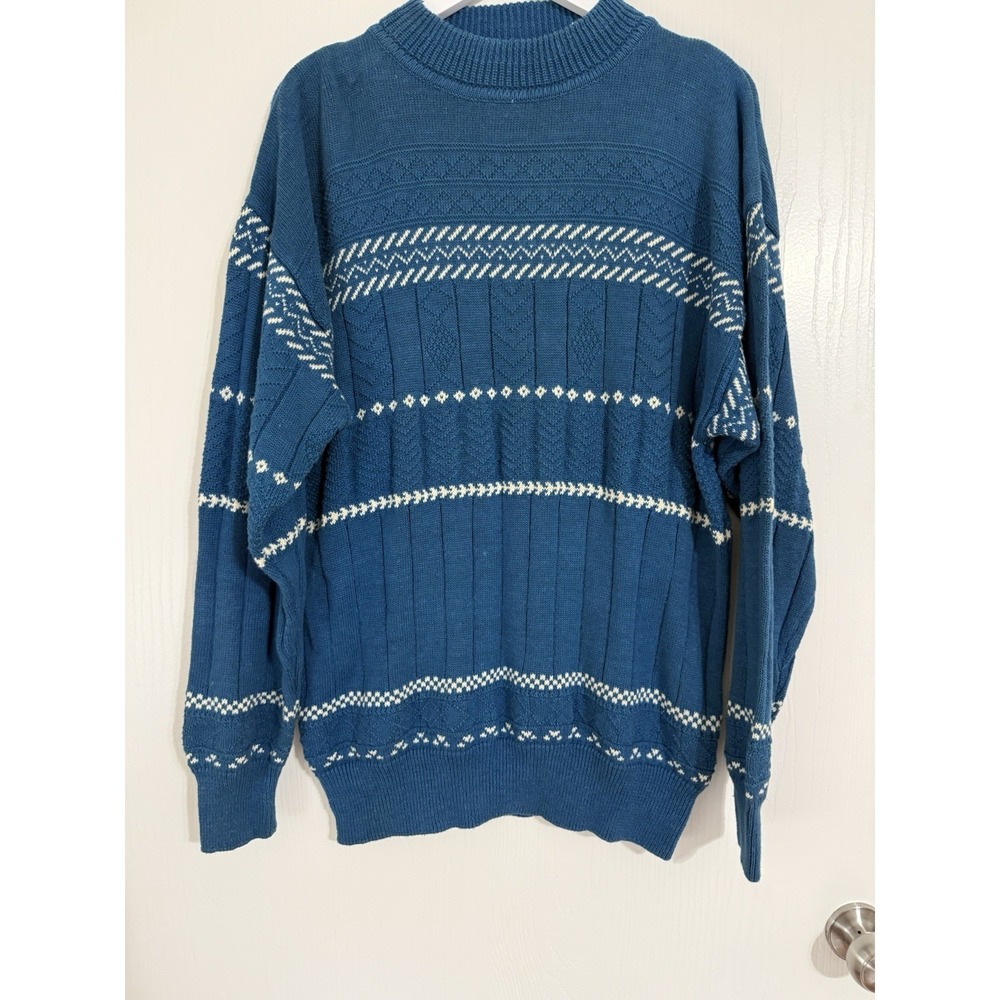 Blue And White Brian MacNeil Knitwear Sweater Size XL